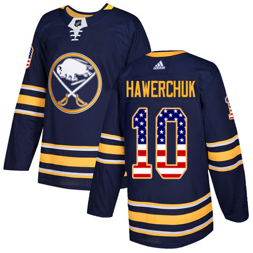Adidas Sabres #10 Dale Hawerchuk Navy Blue Home Authentic USA Flag Stitched NHL Jersey - Click Image to Close